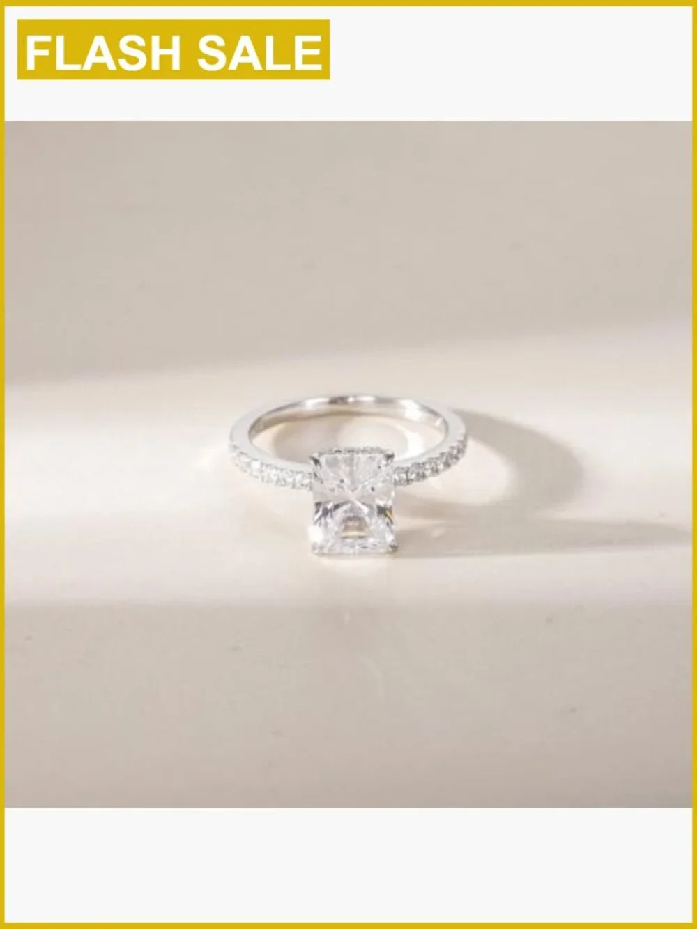 925 Sterling Silver Radiant Cut CZ Engagement Ring Size 11